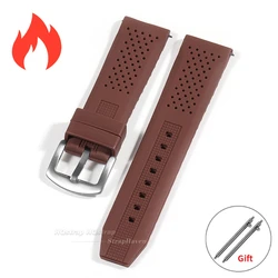 Breathable Silicone Quick Release Watch Strap - Soft Rubber Wristband Accessories - 20mm (Brown)