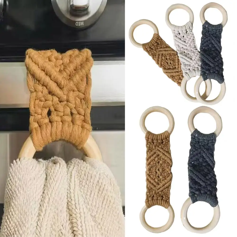 Crochet Towel Ring Towel Clip Dish Ring Easy-to-hang Kitchen Holder for Crochet Hanging Towels Versatile Decorative