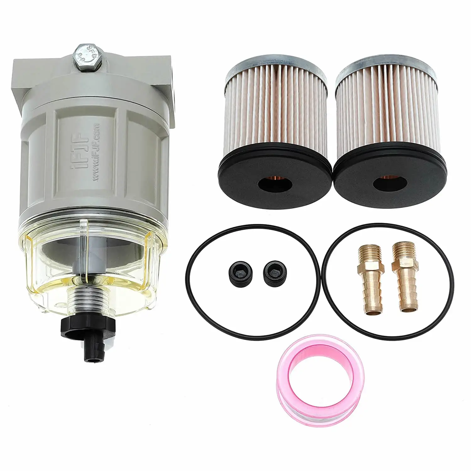 R12H (R12T Upgrade) Fuel Water Separator Marine Replaces S3240 120AT NPT ZG1/4-19 Spin-on Filter Includes 2 Fittings 2 Plugs