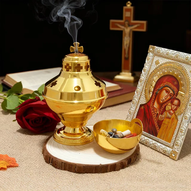Neu 2026 Kirchenbedarf Hochglanzpolierter Vergoldeter Hängender Weihrauchbrenner Orthodoxer Weihrauchkessel Kirchen- und Heimdekoration Katholischer Kelch – Detail 5