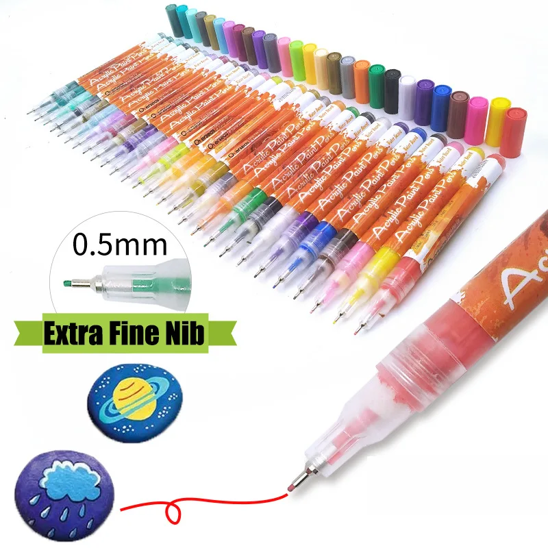 Acrylic Paint Pens 0.7mm EXTRA-FINE Tip: 4-Pack, Your Choice of