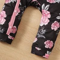 Baby Girl Floral Printed Button Up Long Sleeve Bodysuit With Bowknot, Cute Casual Jumpsuit 4