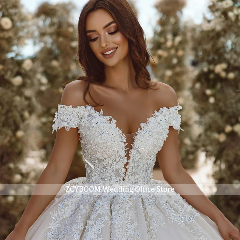 Luxuriöses Ballkleid, schulterfreie Brautkleider 2026, elegante Brautkleider mit herzförmigem Ausschnitt, Spitze, Perlenapplikationen, Vestidos De Novia – Detail 5
