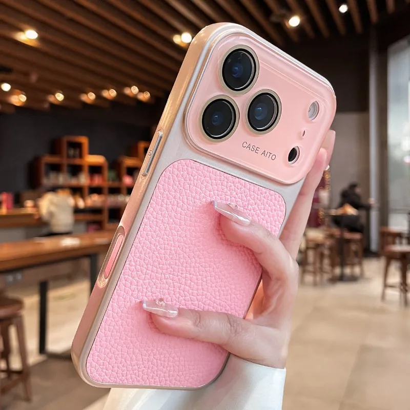 Premium Litchi Leather Shockproof Armor Bumper Case with Large Window Cover