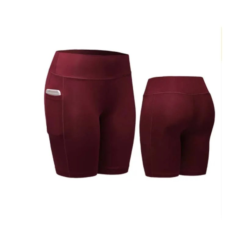 Women's High Waist Biker Short Side Pocket Workout Control Bike Shorts Yoga Running Exercise Spandex Leggings