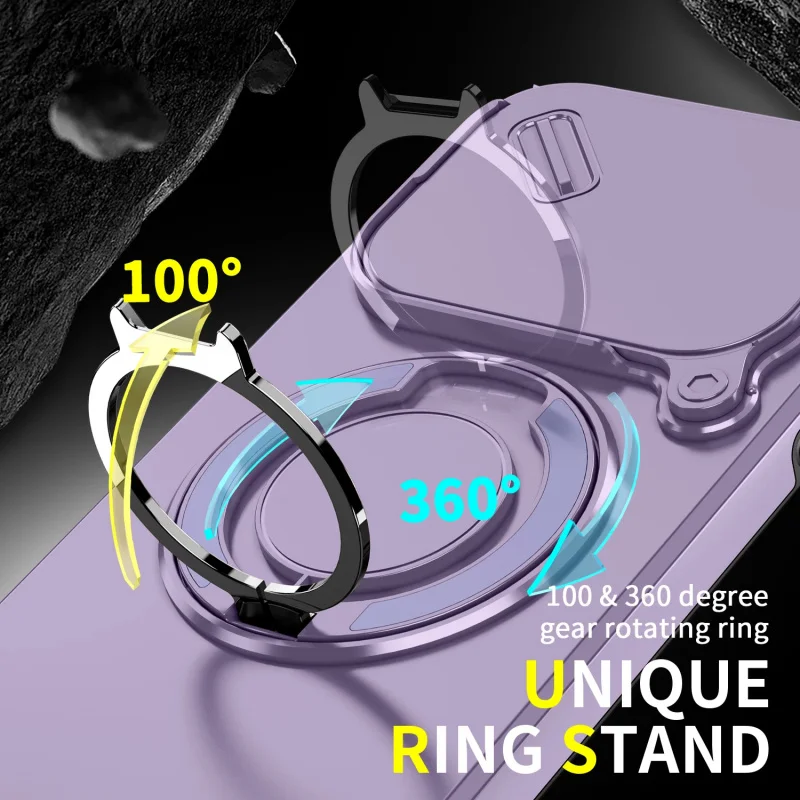 Advanced Shockproof Protective Case with Slide Camera Cover and Magnetic Ring Stand