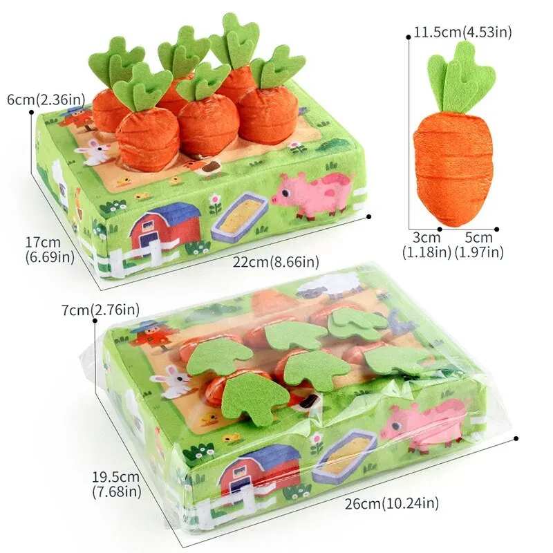 Educational Toys Baby Early Education Pull out Carrot Paper Toy Plush Simulation Farm Vegetable Field Carrot Seed Game Puzzle