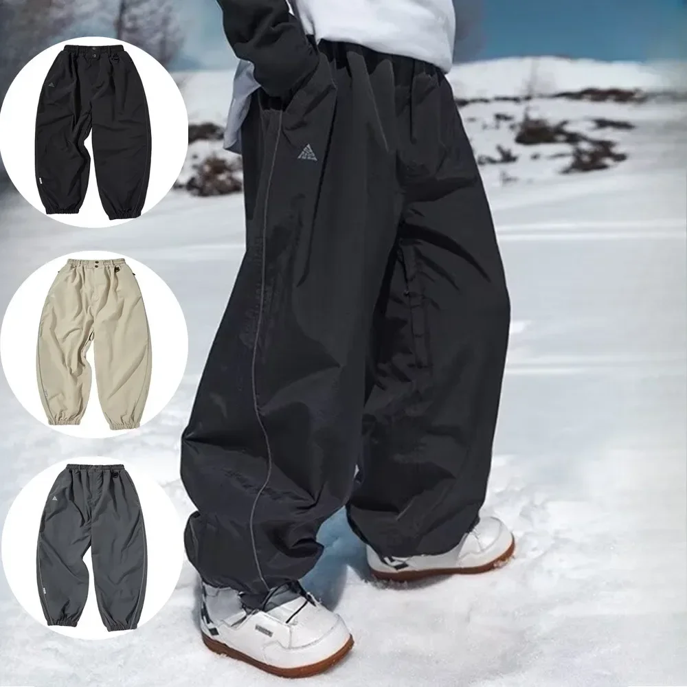 Men's Women's Ski Pants Waterproof Loose Fit Track Pants Wear Resistant Professional Double Board Snowboard