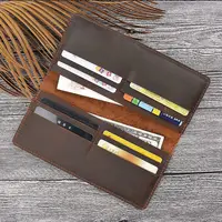 GENODERN Crazy Horse Leather Long Wallets for Men Genuine Leather Men Wallets Vintage Male Purse 2