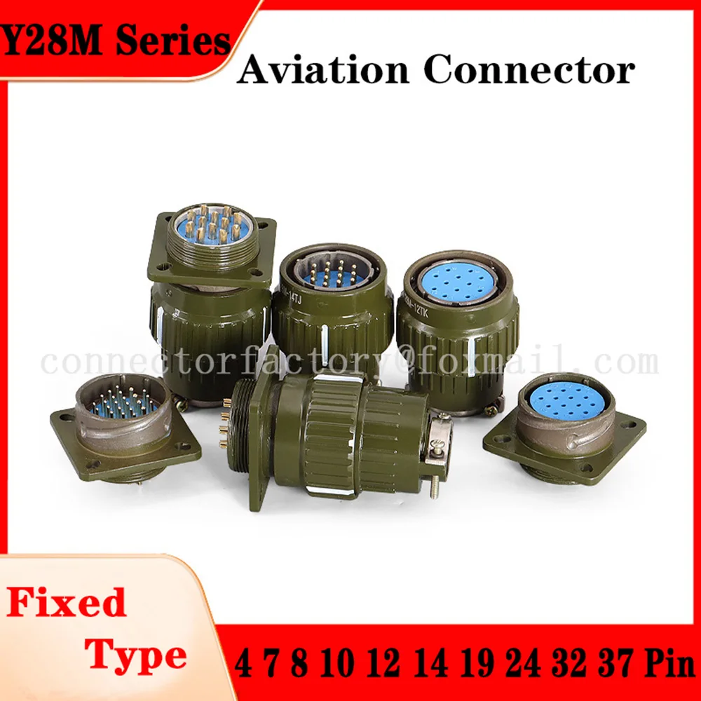 tipo Fixo Conector Industrial Tomada de Plugue Série Y28m Plugue Exército Verde Fivela Rápida Masculino Feminino 10 12 14 19 24 32 37pin Série Y28m