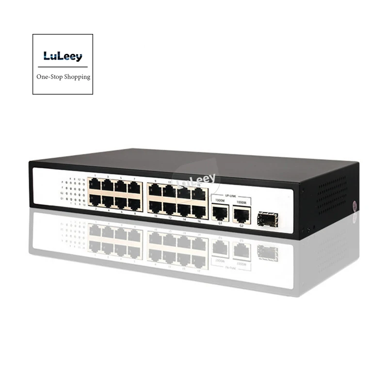 16 POE Switch Gigabit High-power POE Switch Security Monitoring 16 Gigabit Ports, 2 Gigabit On-port, 1Fiber Port