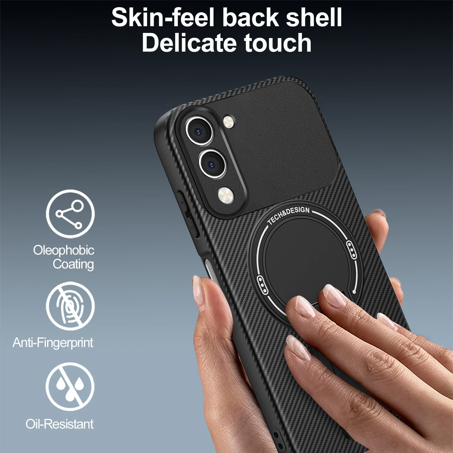 Armor Carbon Fiber Magnetic Stand Shockproof Cover