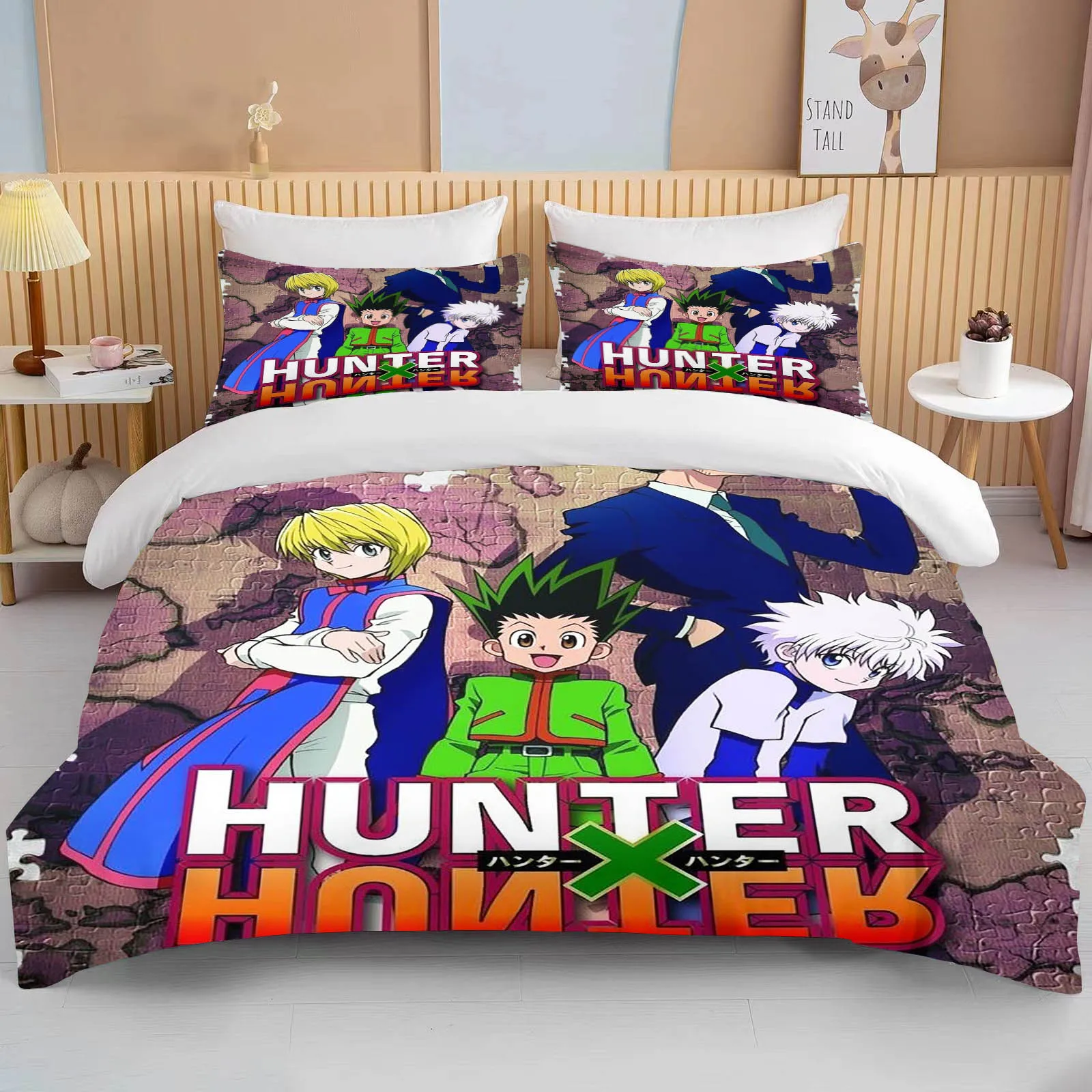 

10 Sizes HUNTER X HUNTER Bedding Set 3D Anime Comforter Duvet Covers for Boy Adult Bedclothes Luxury Kids Bed Silk Bedding Set