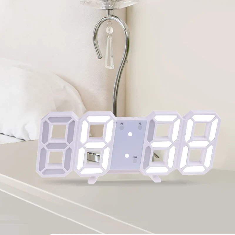 Towayer 3D Large LED Digital Wall Clock Date Time Celsius Nightlight Display Table Desktop Clocks Alarm Clock From Living Room 