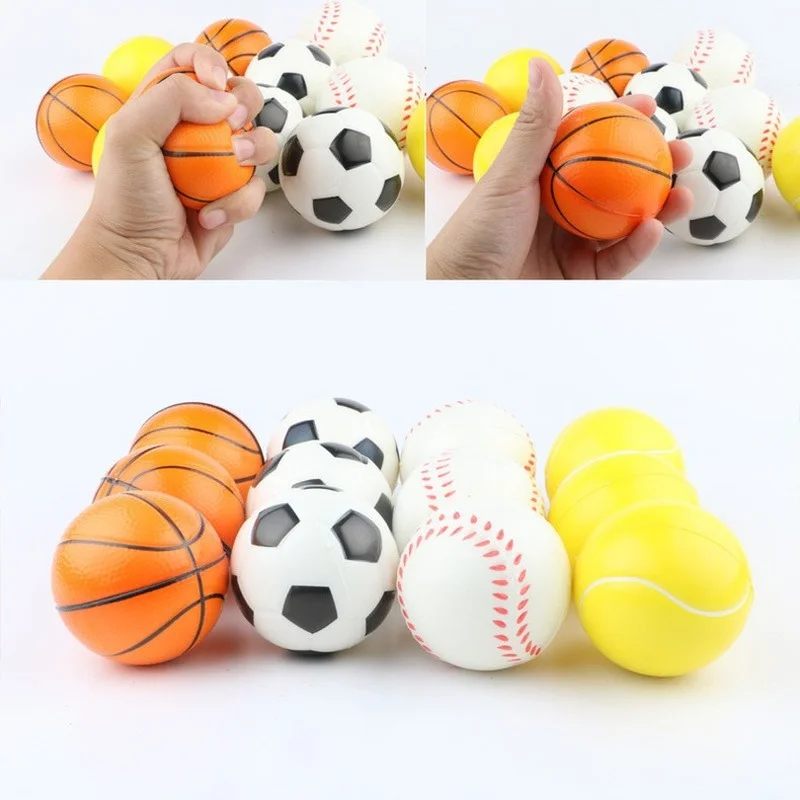 6.3cm Anti Stress Ball Relief soccer Football Basketball Baseball Tennis  Soft Foam Rubber squeeze Ball Toys for Kids