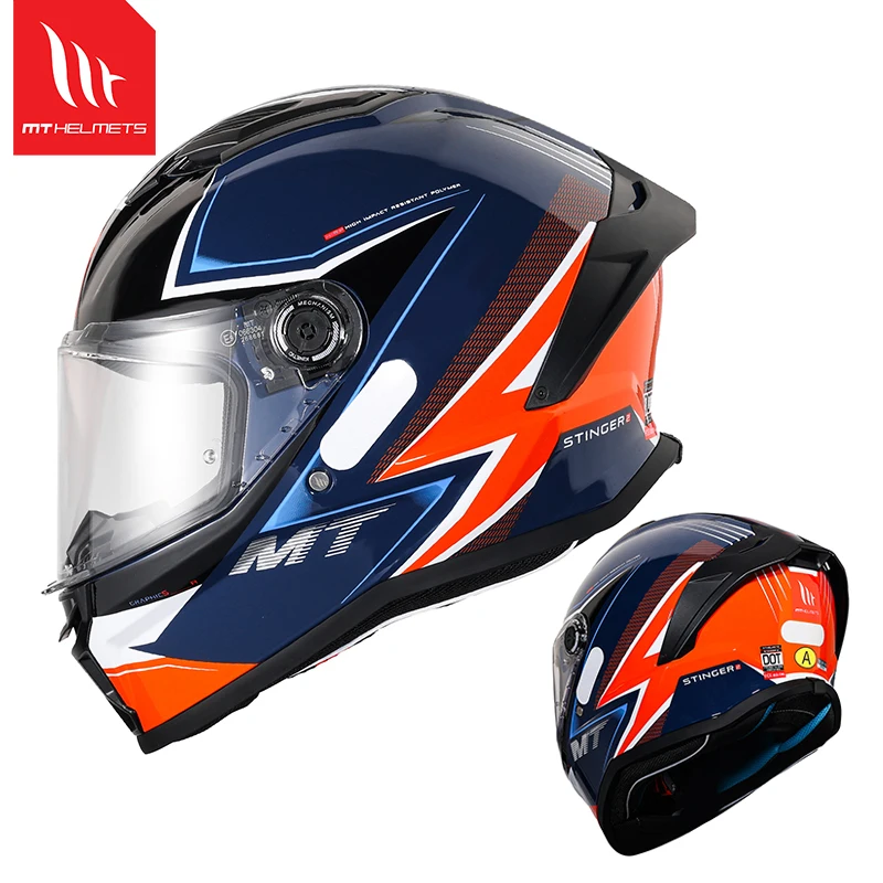 thumbnail image 1 of Casco de motocicleta MT STINGER 2 para hombre y mujer, para todas las estaciones, casco integral universal para motocicleta, certificación DOT ECE, cascos para moto, 1 of 5