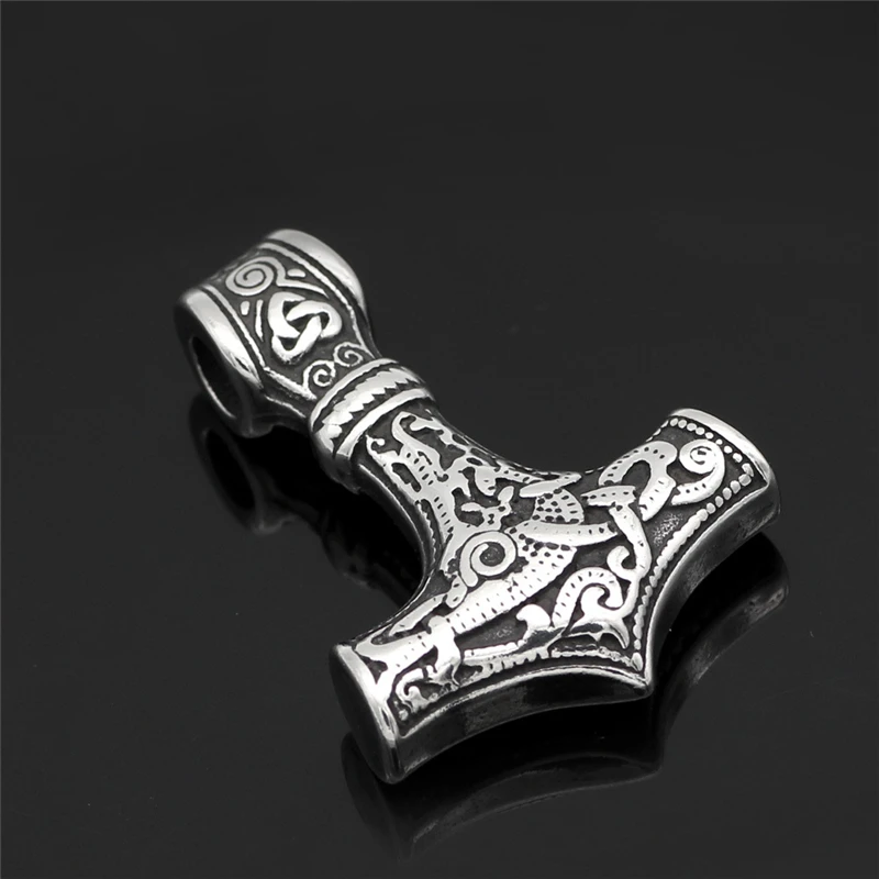 Colgante Vikingo Con Runas Del Martillo De Thor Y Valknut - Collar De Madera Con Colgante Mjolnir - Joyería Vikinga Nórdica - España