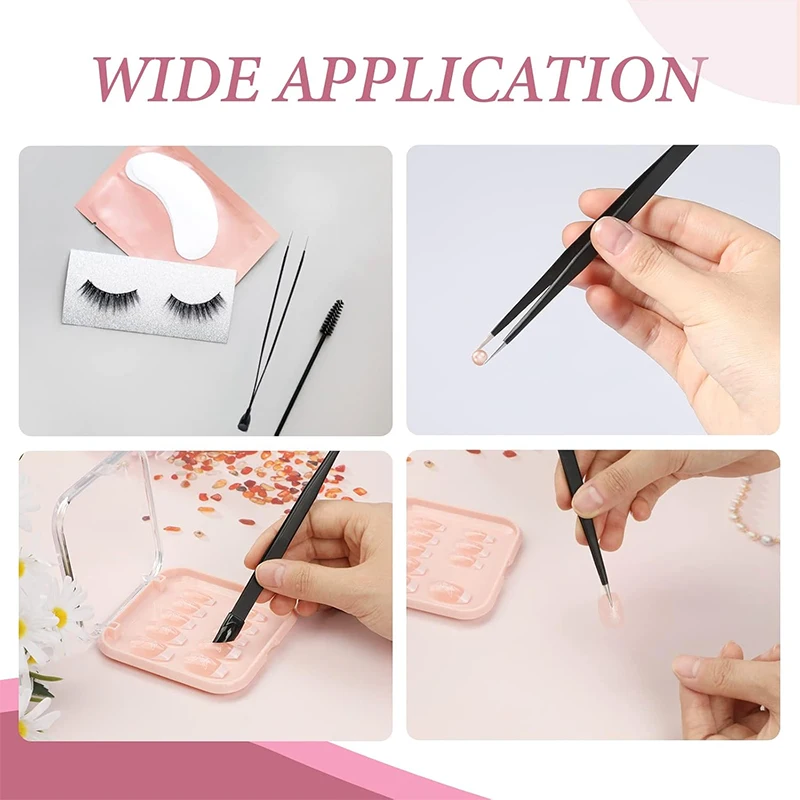 New Double Headed Tweezers Multi-Use Tweezers Silicone Pressing Head Nail Clipping Tool Take Sticker Tape Crystal Manicure Tools 6