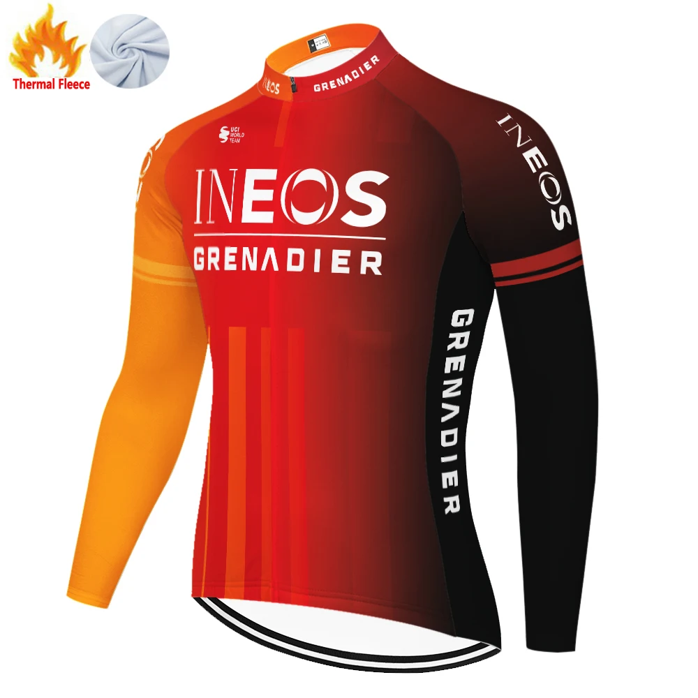 ineos cycling jersey men Long Sleeve bike jersey men winter thermal fleece grenadier cycling clothing MTB maillot ciclismo