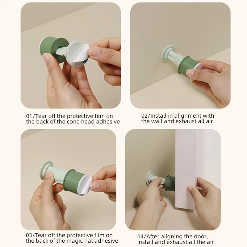 Houseeker Silent Anti-collision Door Stops Punch Free Safety Suction Stopper Doorknob Mat