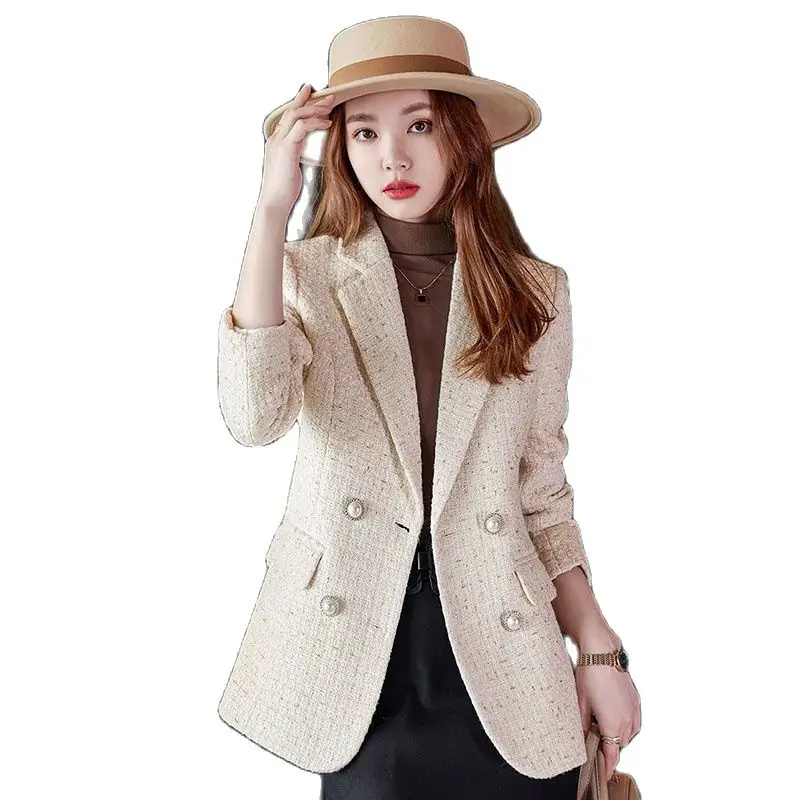 

French Small Fragrant Tweed Suit Women's 2023 Spring And Autumn Clothes New Ladies' High Sense Goddess Fan Small SuitLady