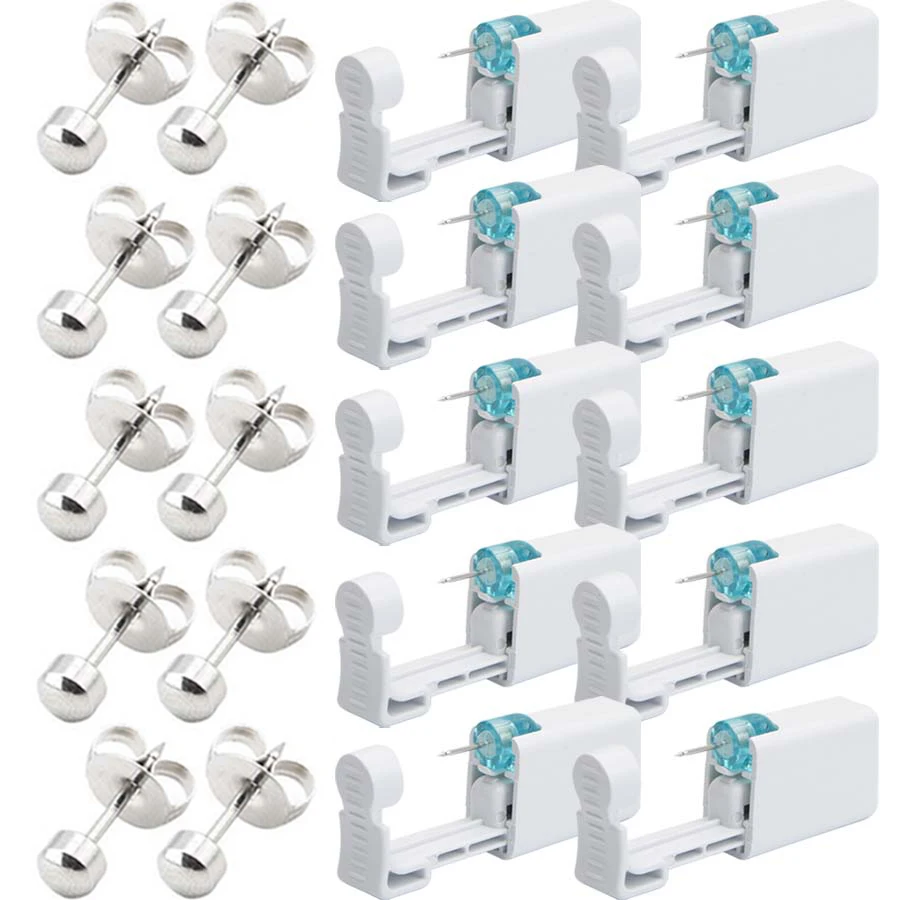 Ear Piercing Tool 10pcs Asepsis Disposable Ear Piercing Gun for Home Use