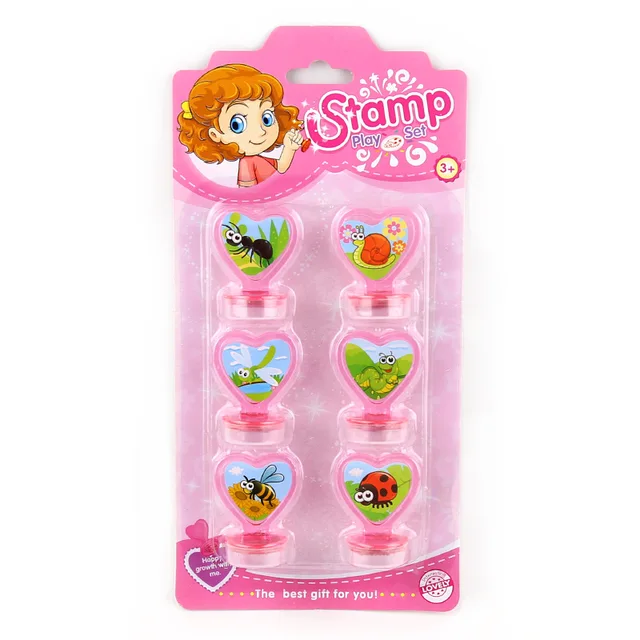 6pcs Paw Patrol Pattern Cartoon Stamp Children's Toy Stamp Elementary School School Supplies Anime Action Figures Children Toys Girl pink