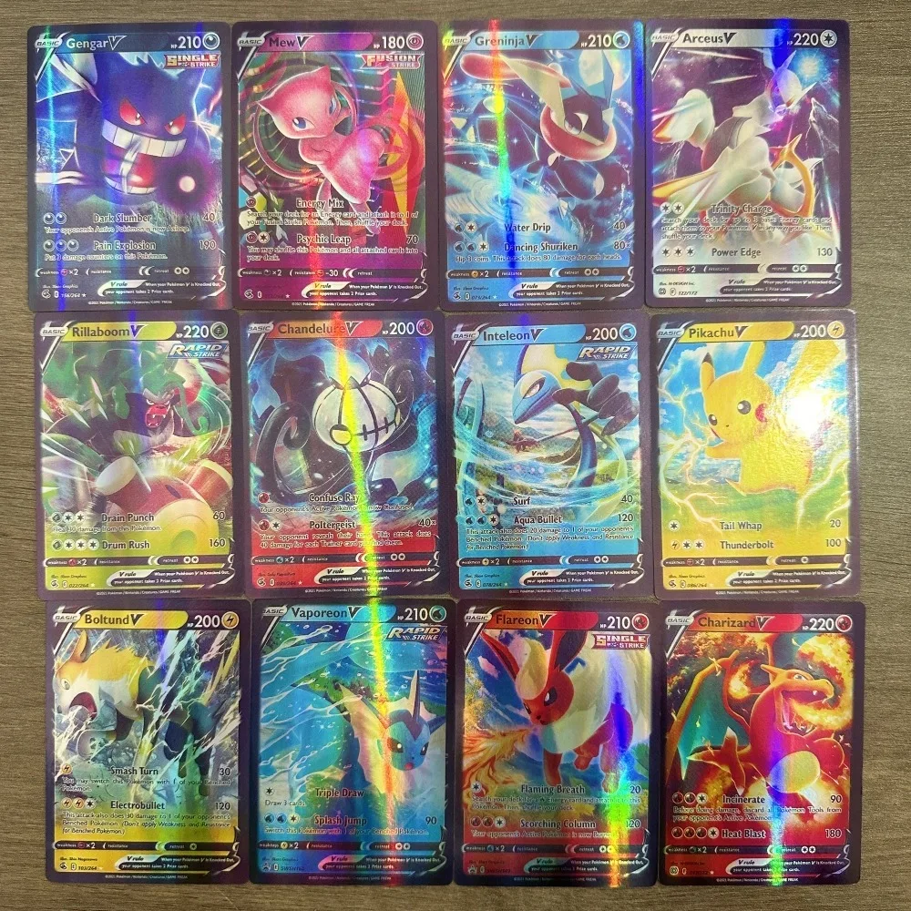 2024 English Language Version Pokemon Cards 100Pcs Pokemon Cartas 38 V 59MAX  GX Children Battle Game Tag Team Shining Vmax