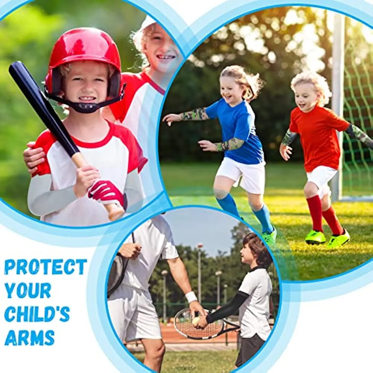 1 Pair Kids Sports Cooling Arm Sleeves Cover Sun UV Protection For 5-12 Years Girls Boys Elastic Ice Cuff Cycling Arm Warmer