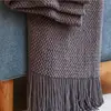 Nordic Knitted Blanket on the Bed Sofa Plaid Travel Nap Blankets Solid Color Soft Winter Air Conditioning Blanket with Tassels 6