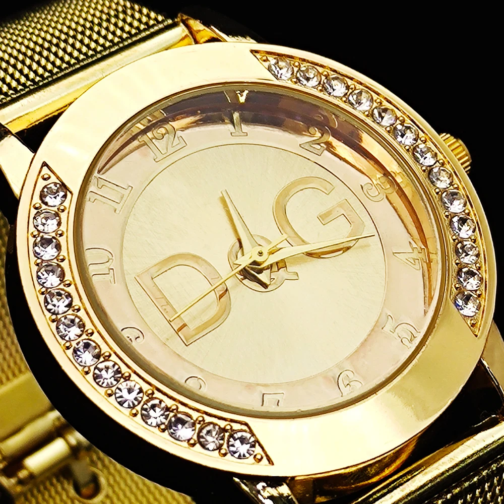 2023 Hot Sale Metal Fashion Watch Women Luxury Brand DQG Crystal Quartz Watch Reloj Mujer Casual Stainless Steel Man Clock