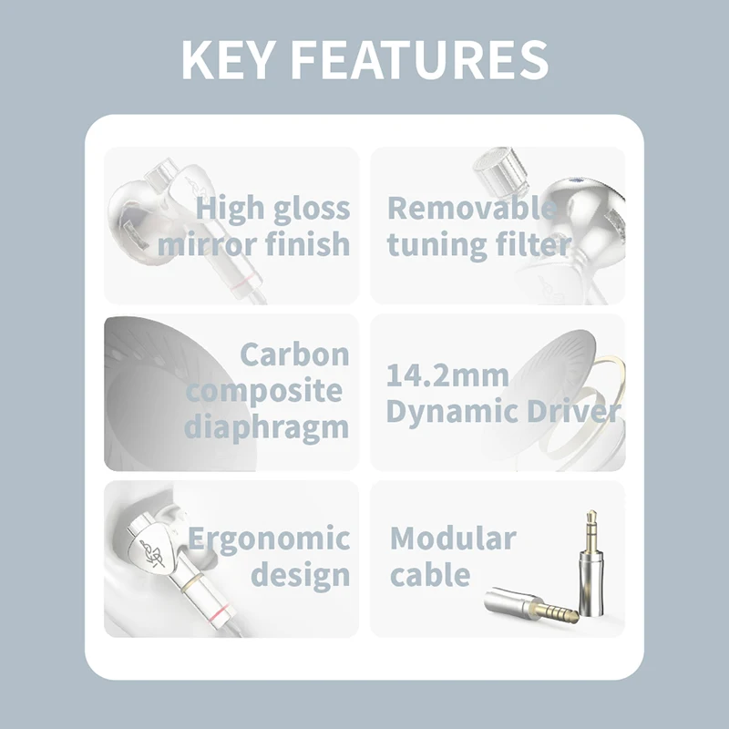 BGVP DX7 HIFI In-Ear Earphones New 14.2mm Carbon Composite Dynamic Diaphragm Flat Head Earbuds MMCX 3.5mm/4.4mm Plug Replaceable 4