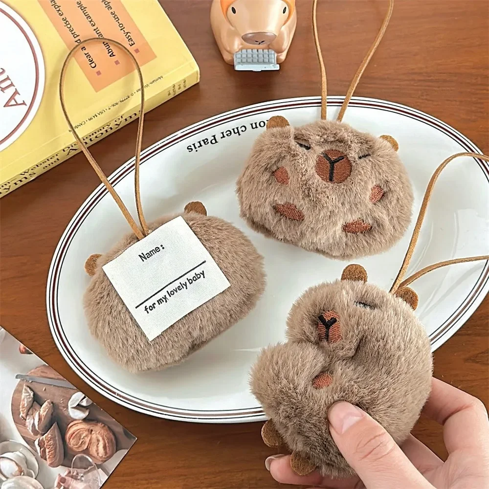Cute Plush Capybara Keychain Cartoon Bag Pendant Capybara Doll Brooch Fluffty Animal Doll Key Ring Pendant Men Women Image 8