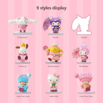 Sanrio Characters Blind Box Kuromi Cinnamoroll Hello Kitty Melody Pocahcco Figure Toys Flowers And Fruits Doll Collection Cute 3