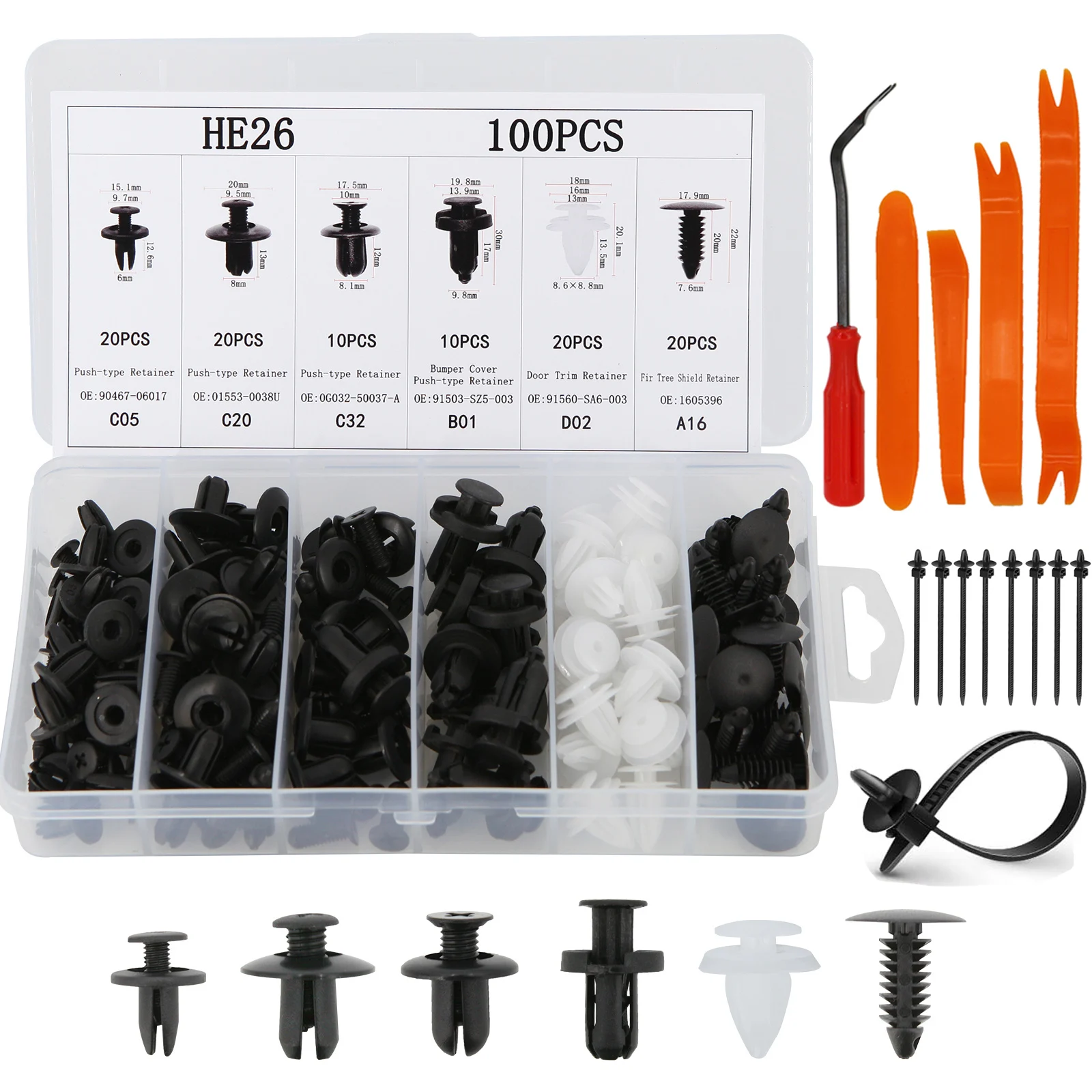 Generic 100 Pcs Car Retainer Clips Body Plastic Rivets Fasteners