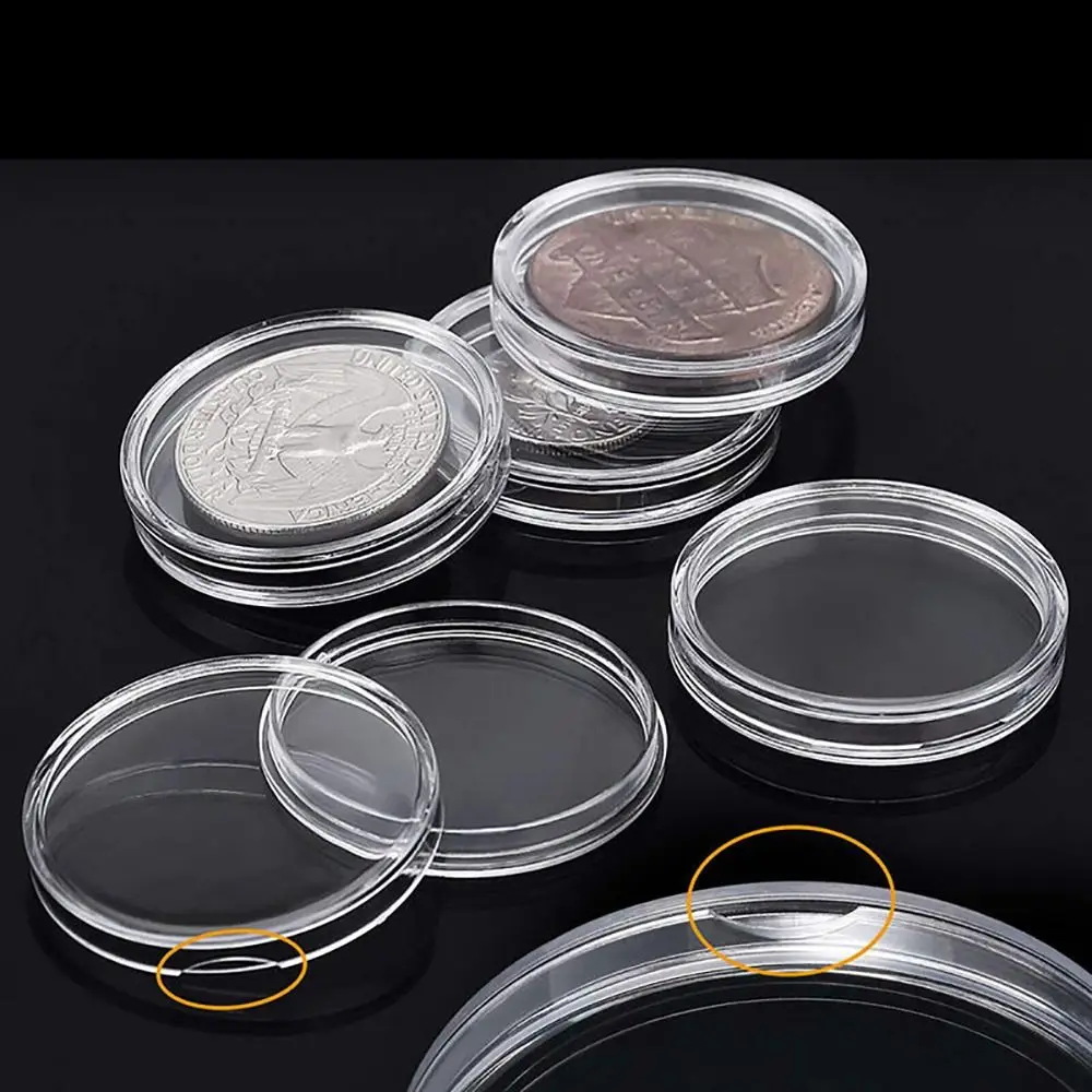 10PCS Klar Kunststoff Coinning Kapseln Acryl Münze Kapsel Münzfach Coinning Fällen Halter Schutz Coinning Lagerung Box – Detail 8