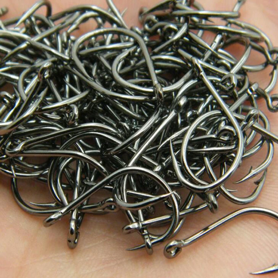 100pcsFishingHooksSetCarbonSteelSingleCircleFishingHookFly