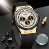 CURREN Men's Chronograph Watch 45mm Dial with Chrono Sub-dials Luminous Hands Luxury Quartz Wristwatches with Silicone Strap