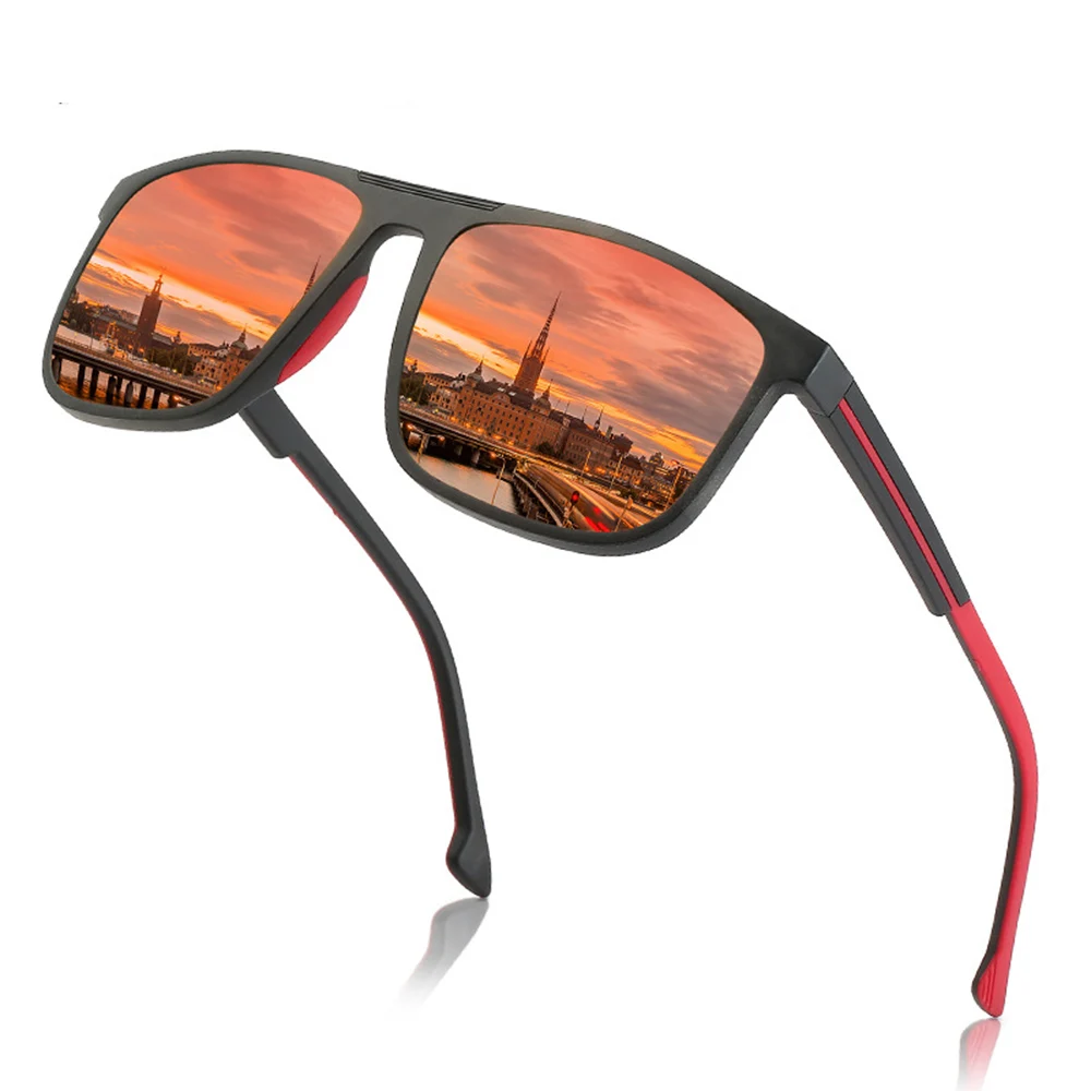 

Fashion Sports 5 Color Lenses TR90 Square Polarized Mirror Sunglasses Custom Made Myopia Minus Prescription Lens -1 to -6