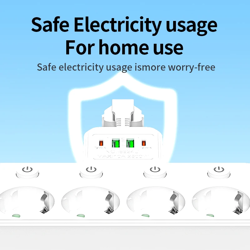 Enhanced Power Strip with 2 USB Ports and Switch