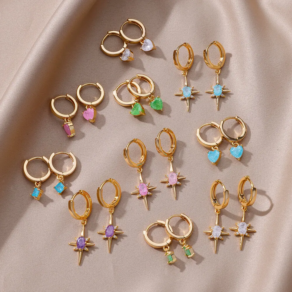 Dangle Earrings Eight-Pointed Star Earrings for Women Stainless Steel Waterproof