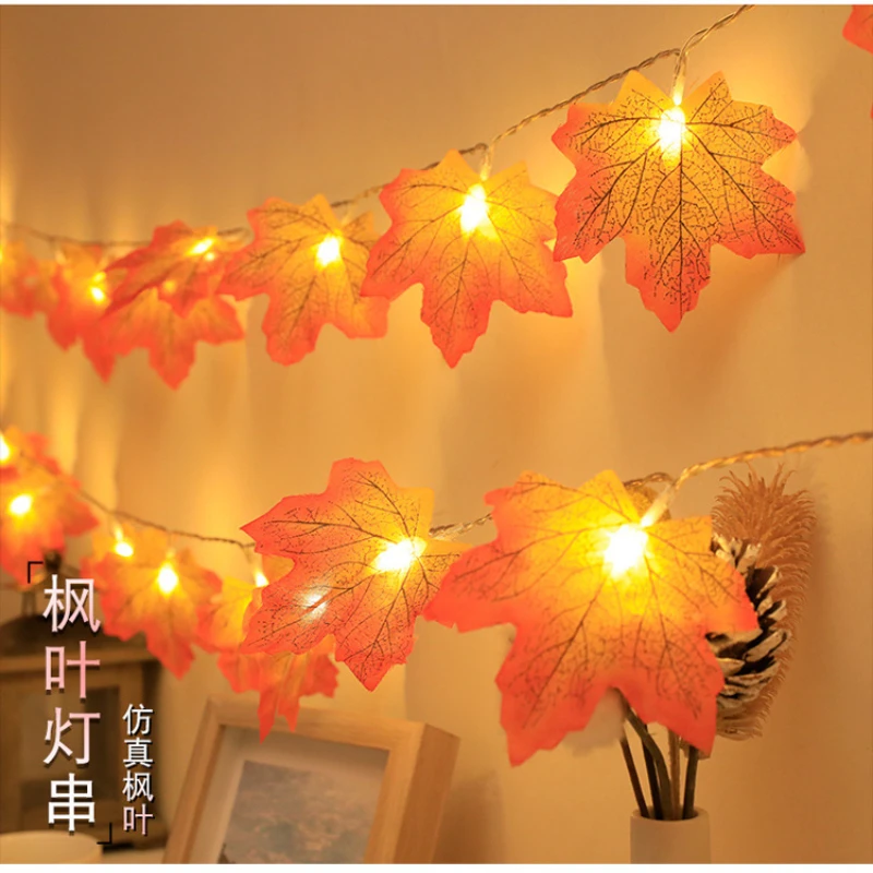 

1.5m/3m Maple Leaves Pumpkin LED Light String Fairy Lights Garland for Autumn Wedding Holiday Party Garden Decoration Lights