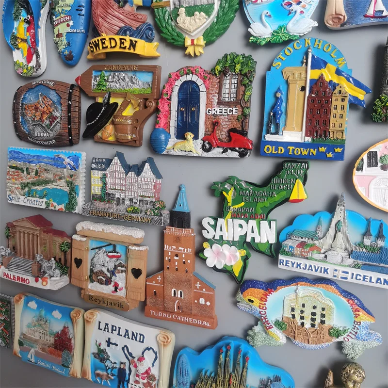 World Tourist Fridge Magnets Windsor GRAN CANARIA Barcelona Greece Iceland Finland Poland Germany Sweden Resin Magnetic Stickers magnetic fridge magnets magnetic sticker magnetic fridge stickers refrigerator decor