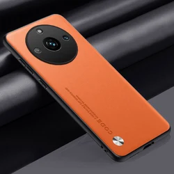 Premium PU Leather Shockproof Phone Case with Silicone Back Cover - Luxury Full Protection for Realme 11 Pro Plus (Orange)