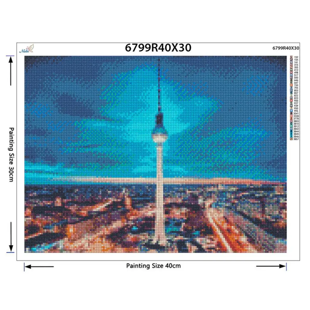 Full Square/Round Drill Mosaic Painting 5D DIY Diamond Painting Landscape Diamond Embroidery Berlin TV Tower Decoration