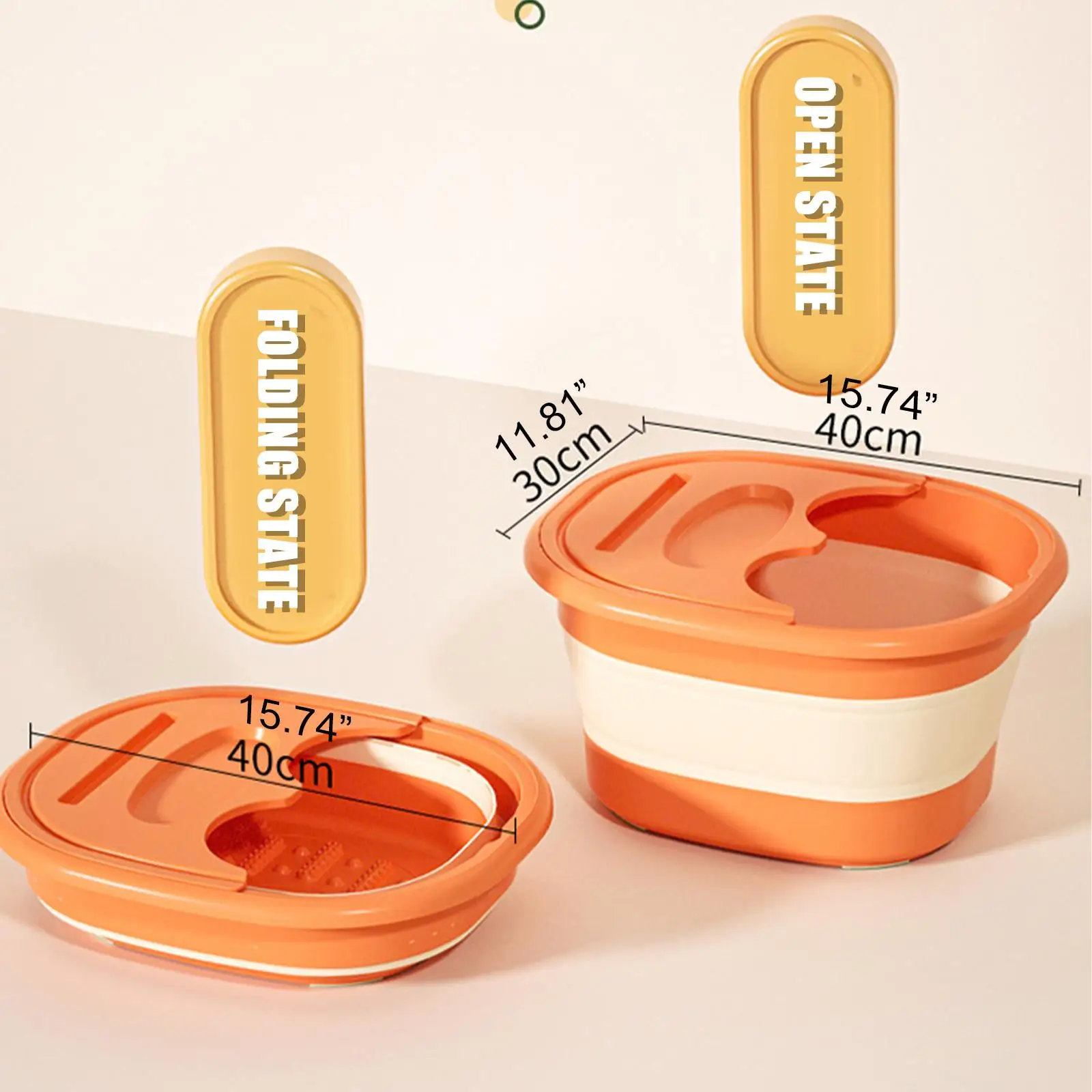 Foldable Foot Bath Bucket Massage Foot Wash Basin Home Laundry Tub Bucket Children's Bath Basin Portable Soak Tub Lid