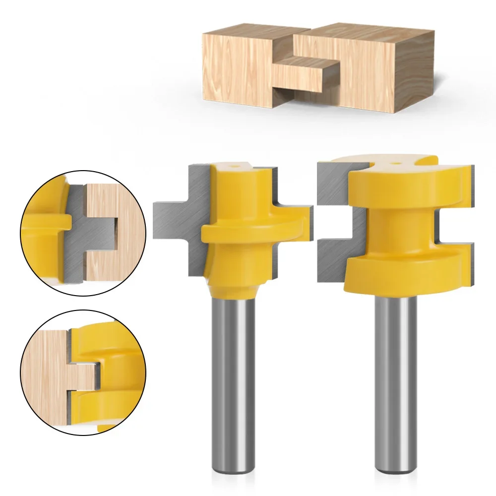 

2PC 8MM Shank Milling Cutter Wood Carving T-Slot Square Tooth Tenon Milling Cutter Carving Knife Router Bits for Wood Tool