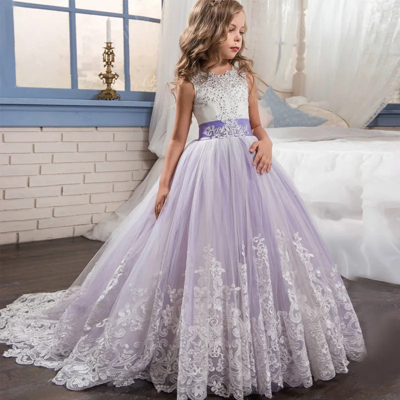 Girl Dresses for Weddings Pageant Dresses for Kids Prom Dress up for the Holy Communion Dresses for Girls Lace Pearls