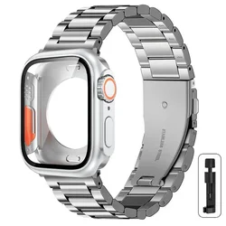 Premium Stainless Steel Watch Strap & Protective Case - 41mm - Series 9 8 7 (S silver)