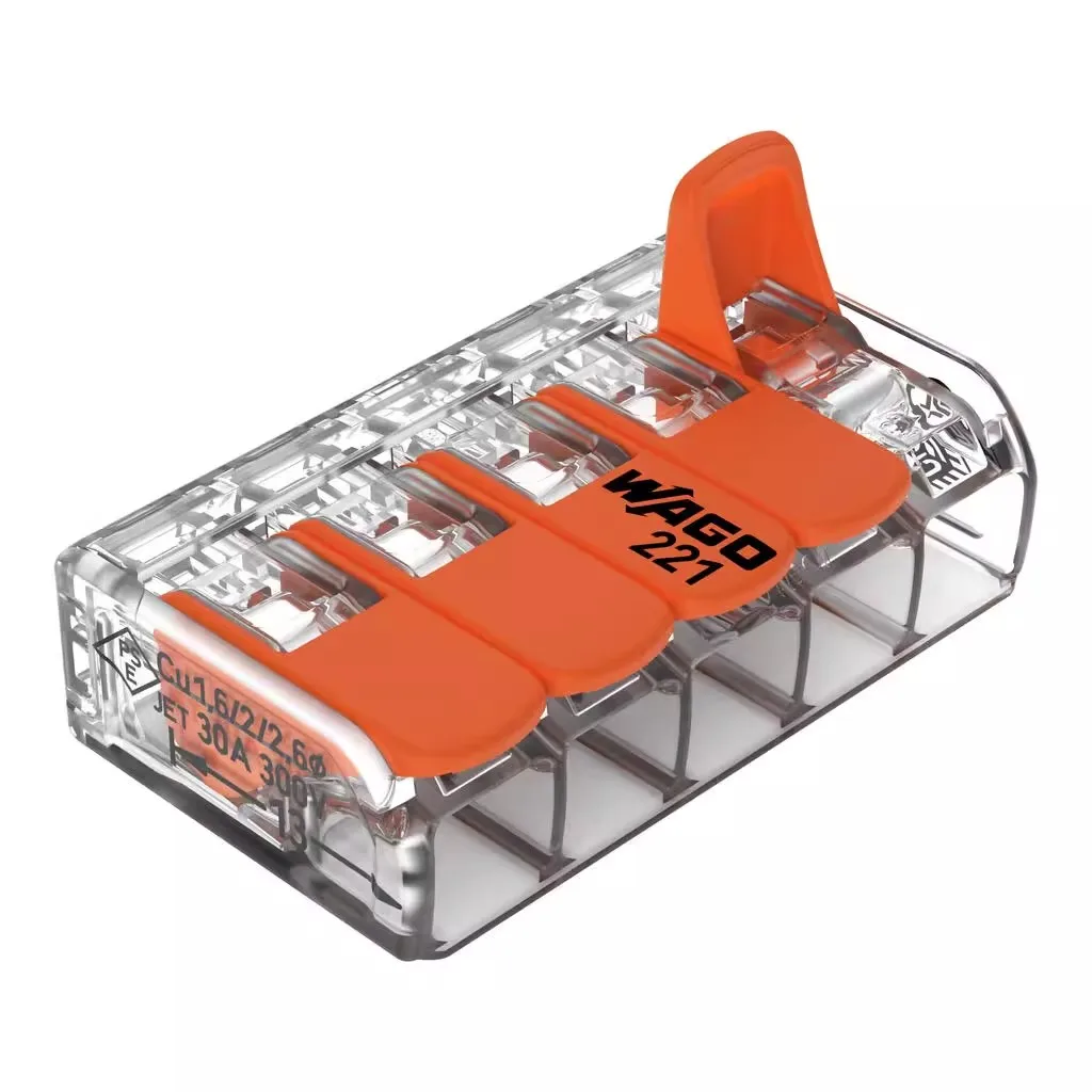 5pcs WAGO 221-612/221-613/221-615 0.5-6mm&sup2; Universal Compact LED Splice Wiring Connector Conductor Terminal with Lever led wiring connector